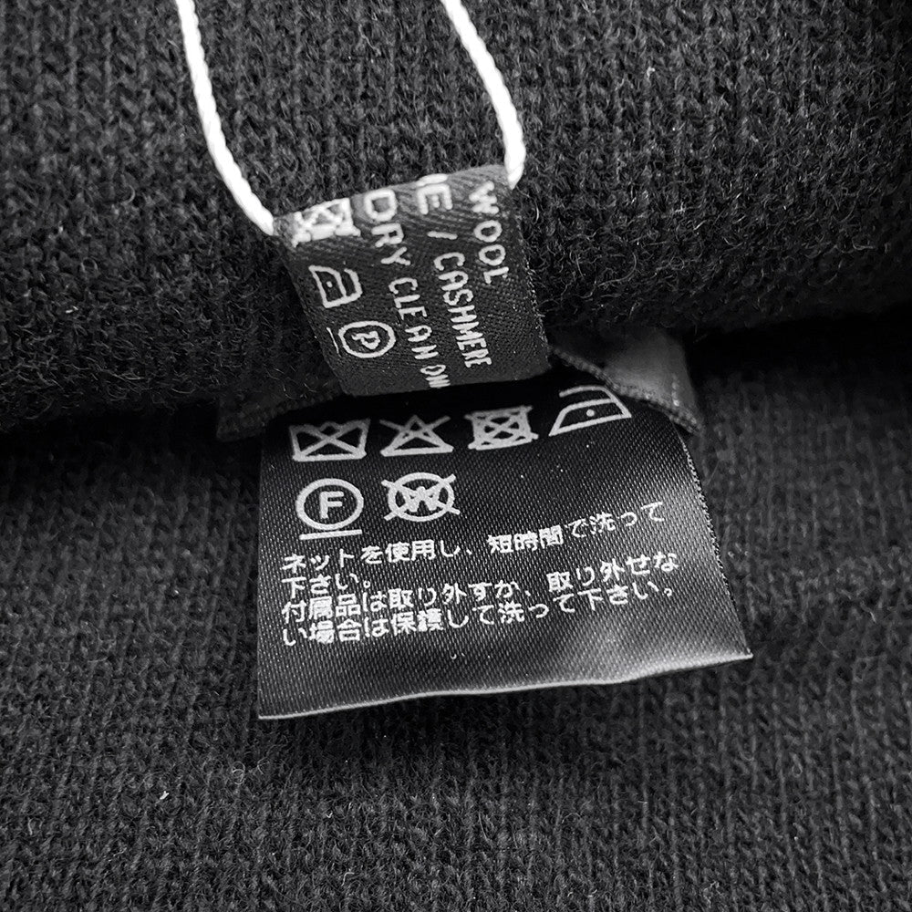 CHANEL Logo knit hat Black/Gray Wool 70% Cashmere30%