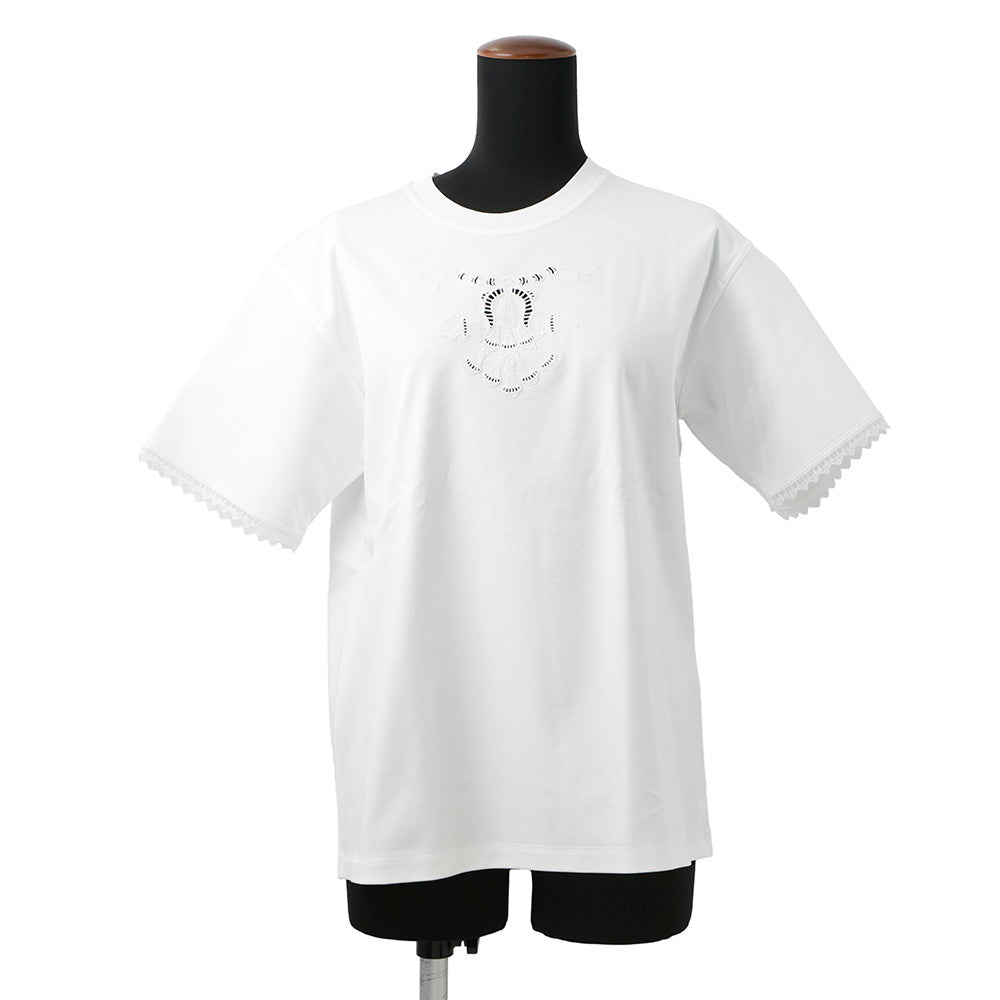 HERMES Parfroy maxi T-shirt with embroidery Size 36 White. Cotton100%