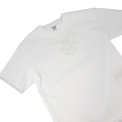 HERMES Parfroy maxi T-shirt with embroidery Size 36 White. Cotton100%