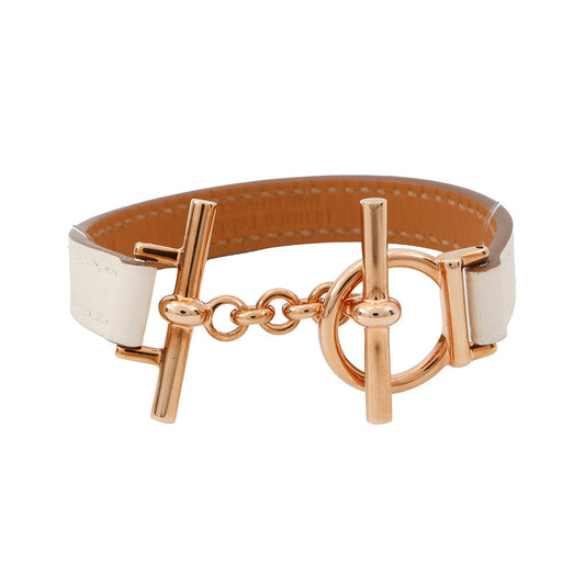 HERMES Leather Bracelet Croisier Size T2 Nata Swift Leather