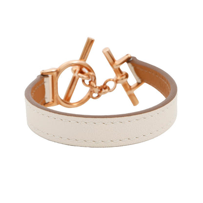 HERMES Leather Bracelet Croisier Size T2 Nata Swift Leather