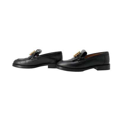 HERMES Mocassins Impact Black251228Z Calf Leather Size 36 1/2