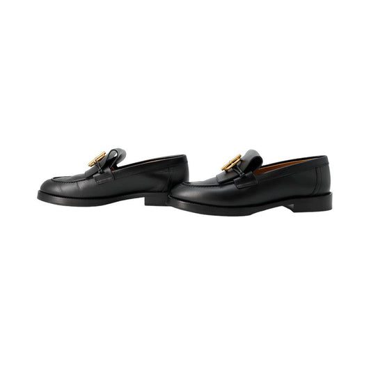 HERMES Mocassins Impact Black251228Z Calf Leather Size 36 1/2