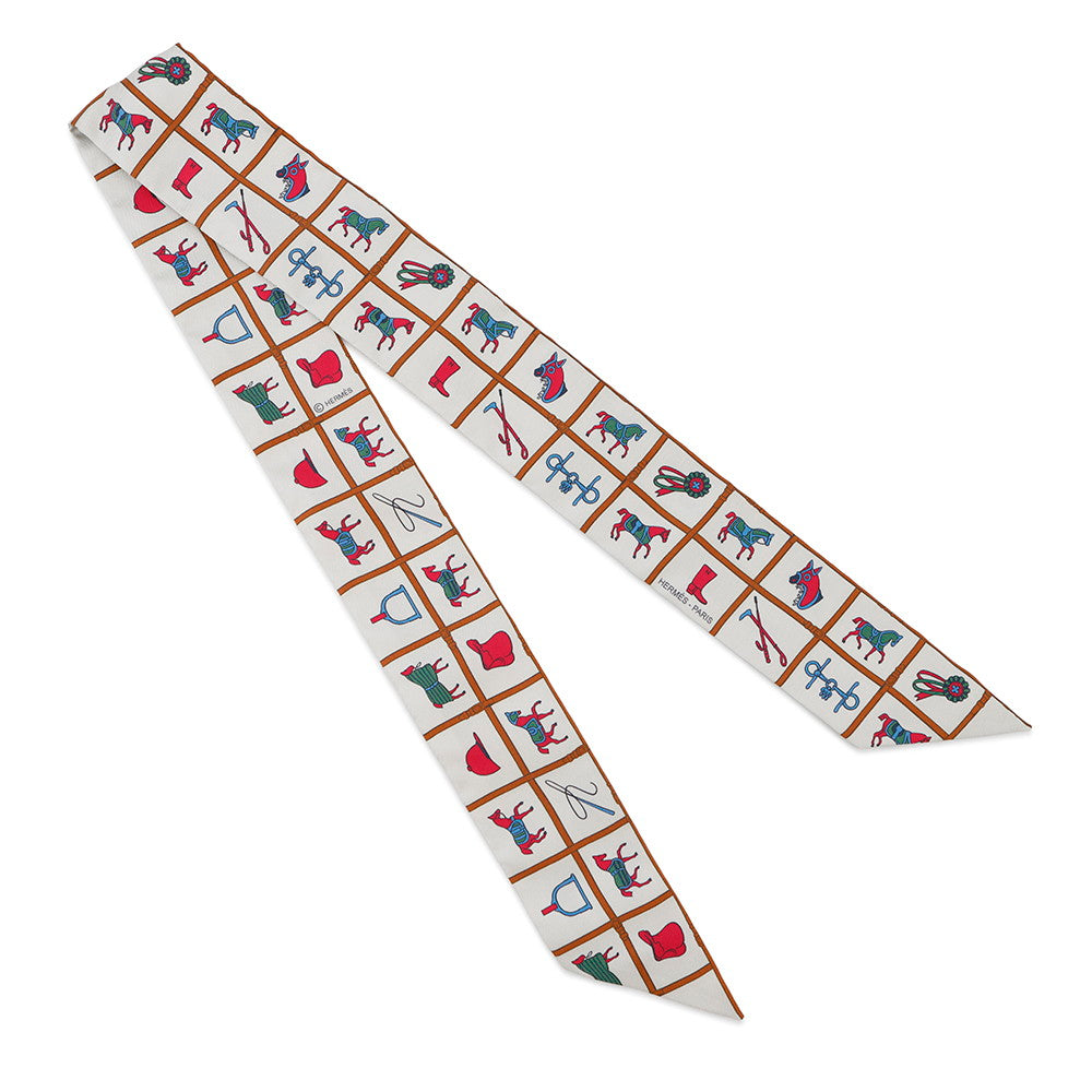 HERMES Twilly Couvertures et Tenues de jour Cream/Blanc/Rose Silk100%