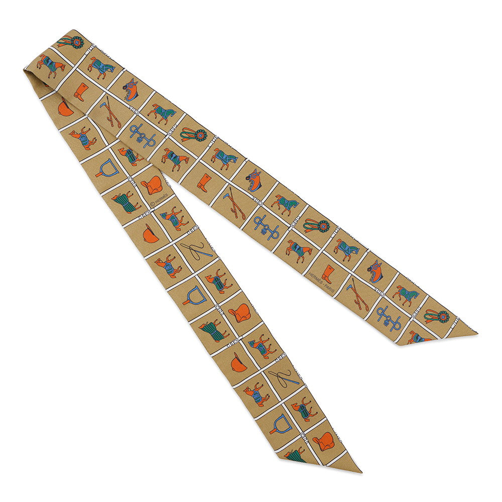 HERMES Twilly Couvertures et Tenues de jour Mordre/Blanc/Blue Silk100%
