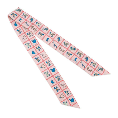 HERMES Twilly Couvertures et Tenues de jour Rose/Blue/Vert Silk100%