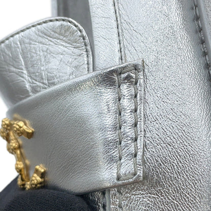 CHANEL CC logo loafers SilverG45663 Leather Size 37C