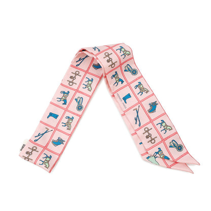 HERMES Twilly Horsewear Couvertures et Tenues Rose/Blue/VertH061356S Silk100%
