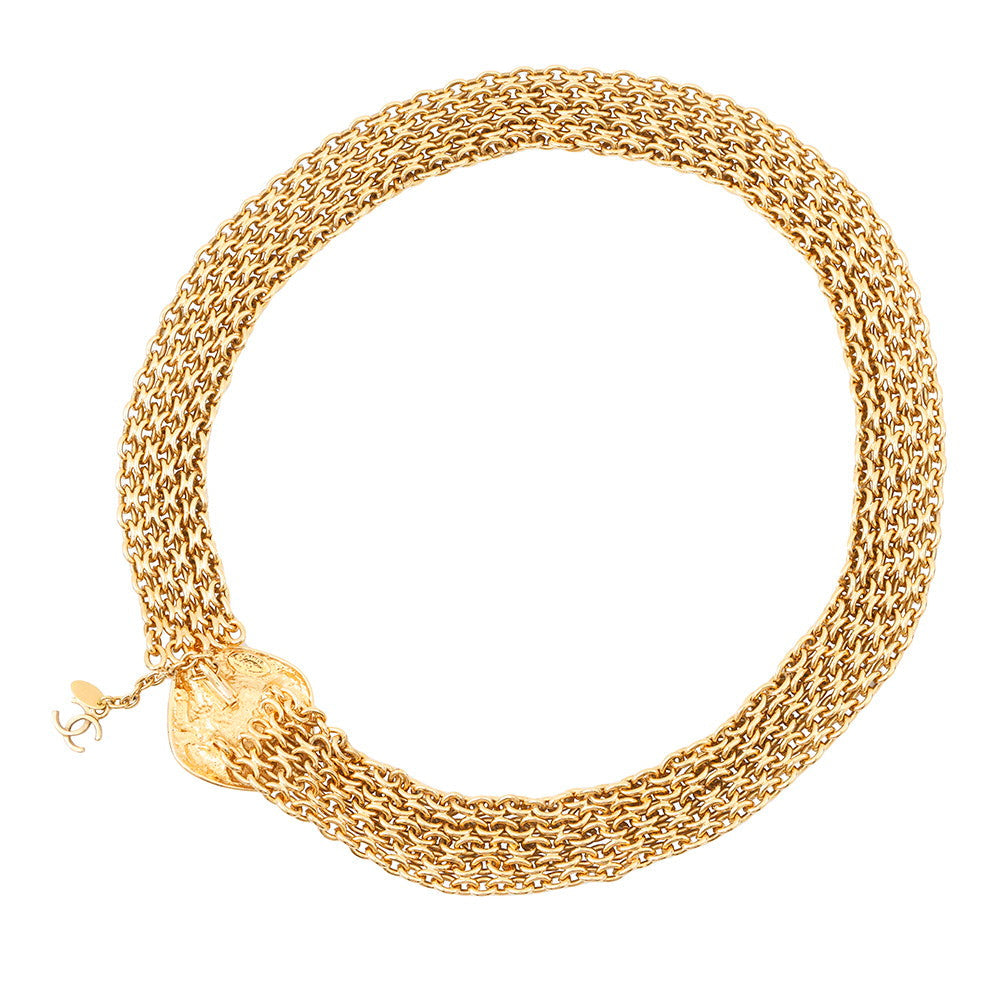 CHANEL ChainBelt6061 Gold Plated Faux Pearl