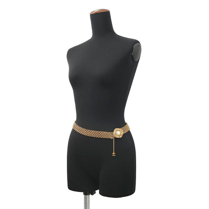CHANEL ChainBelt6061 Gold Plated Faux Pearl