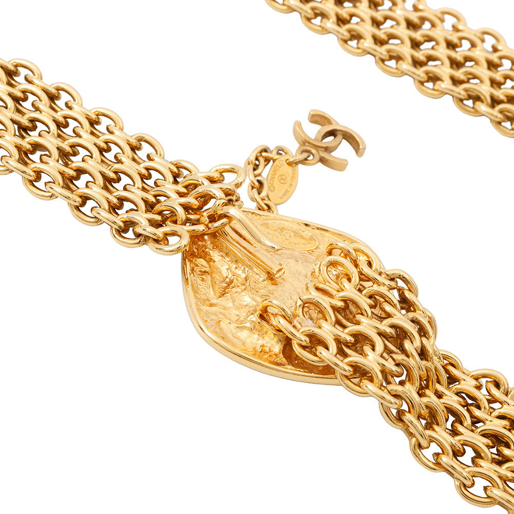 CHANEL ChainBelt6061 Gold Plated Faux Pearl