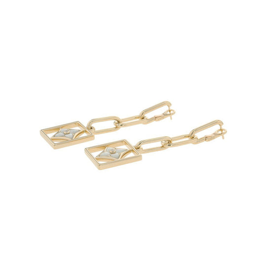 LOUIS VUITTON Boucles D'oreilles B Blossom Shell Diamond EarringsQ96790 18K Yellow Gold