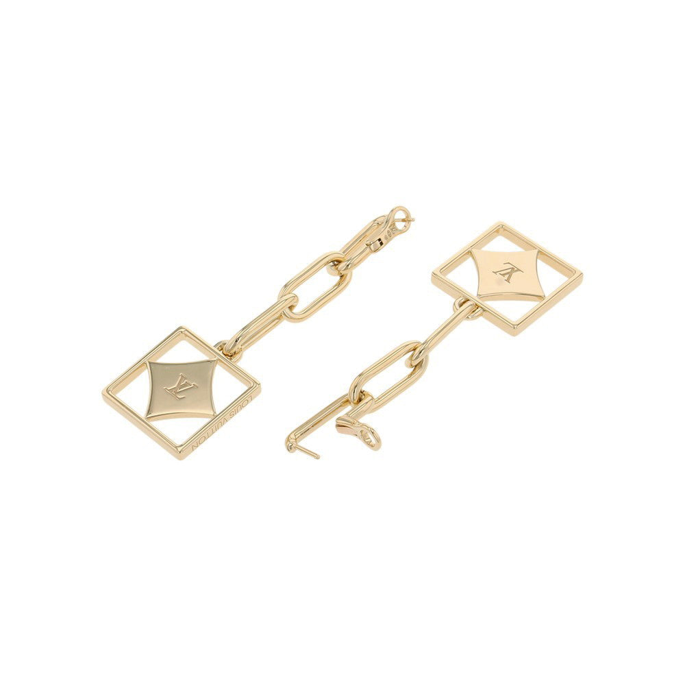 LOUIS VUITTON Boucles D'oreilles B Blossom Shell Diamond EarringsQ96790 18K Yellow Gold