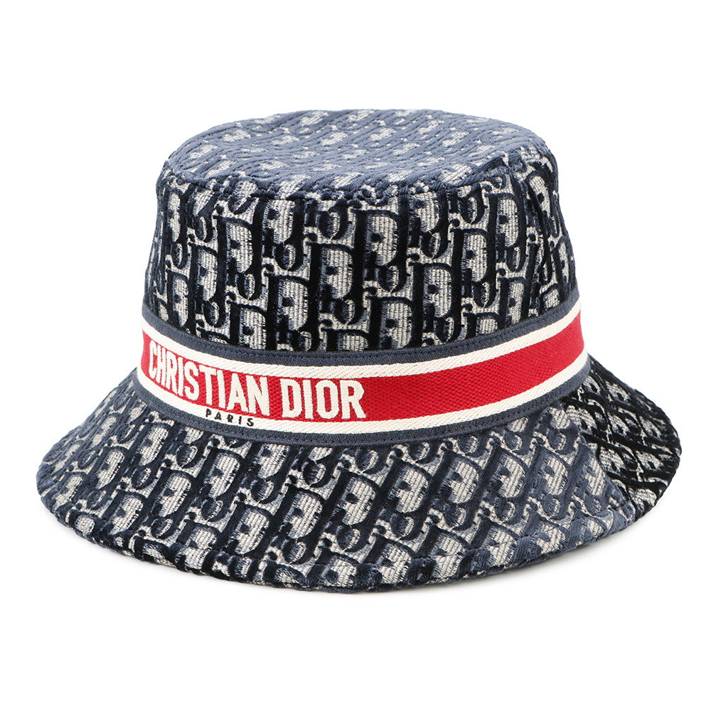 Dior Oblique Trotter Hat Size 58 Navy/Red Rayon56% Cotton27% Silk9% Polyester8%