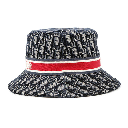 Dior Oblique Trotter Hat Size 58 Navy/Red Rayon56% Cotton27% Silk9% Polyester8%