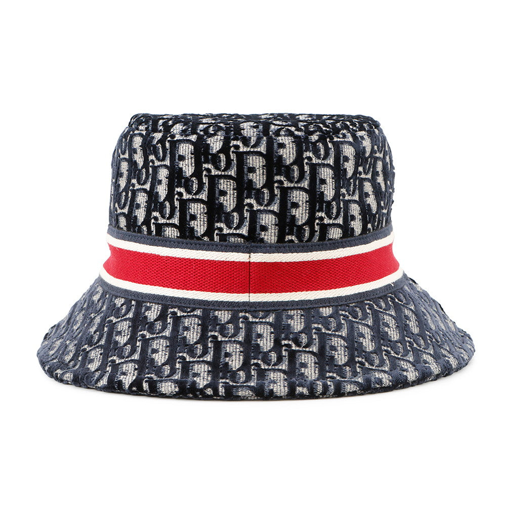 Dior Oblique Trotter Hat Size 58 Navy/Red Rayon56% Cotton27% Silk9% Polyester8%