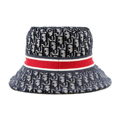 Dior Oblique Trotter Hat Size 58 Navy/Red Rayon56% Cotton27% Silk9% Polyester8%