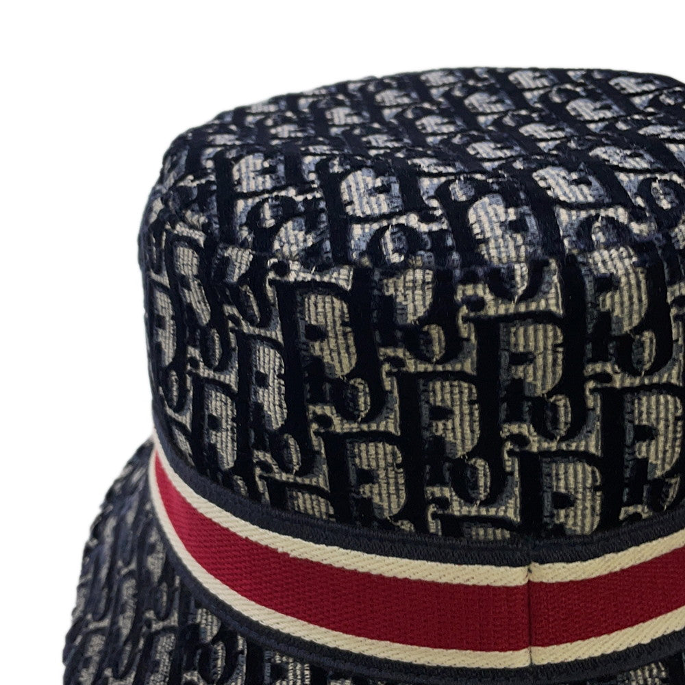 Dior Oblique Trotter Hat Size 58 Navy/Red Rayon56% Cotton27% Silk9% Polyester8%