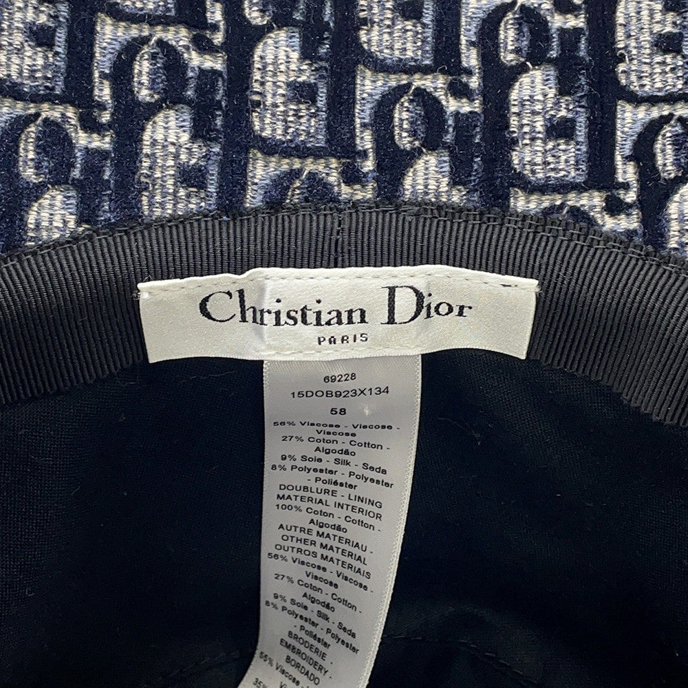 Dior Oblique Trotter Hat Size 58 Navy/Red Rayon56% Cotton27% Silk9% Polyester8%
