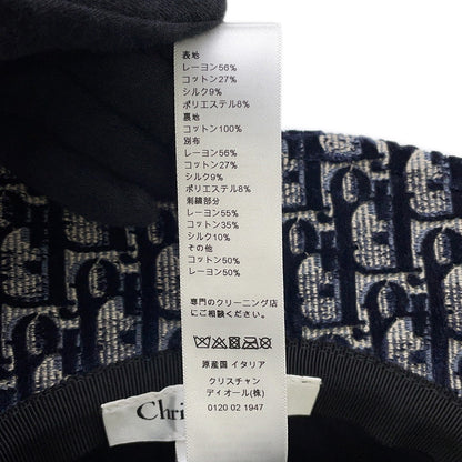 Dior Oblique Trotter Hat Size 58 Navy/Red Rayon56% Cotton27% Silk9% Polyester8%