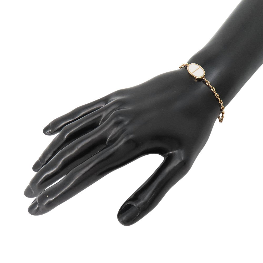HERMES Chaine d'Ancre Verso Bracelet Size SH K18PG Ceramic