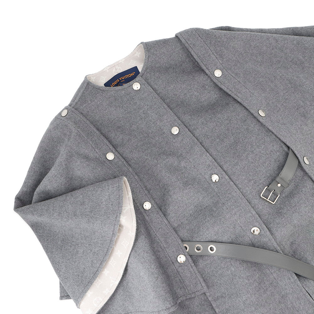 LOUIS VUITTON Double-faced Cape Sleeve Coat Size 38 Gray1AFSHX Wool99% Silk1%