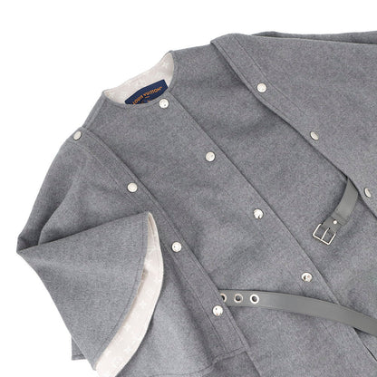 LOUIS VUITTON Double-faced Cape Sleeve Coat Size 38 Gray1AFSHX Wool99% Silk1%