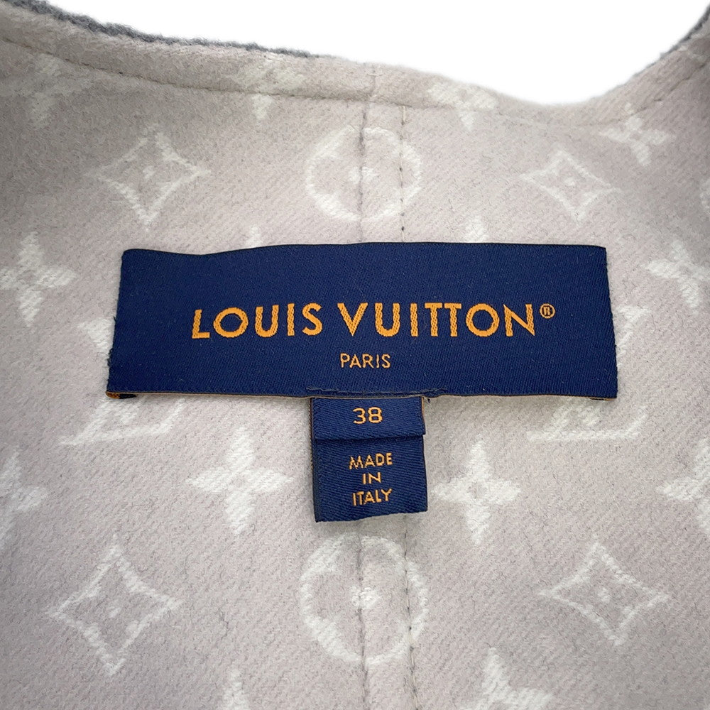 LOUIS VUITTON Double-faced Cape Sleeve Coat Size 38 Gray1AFSHX Wool99% Silk1%