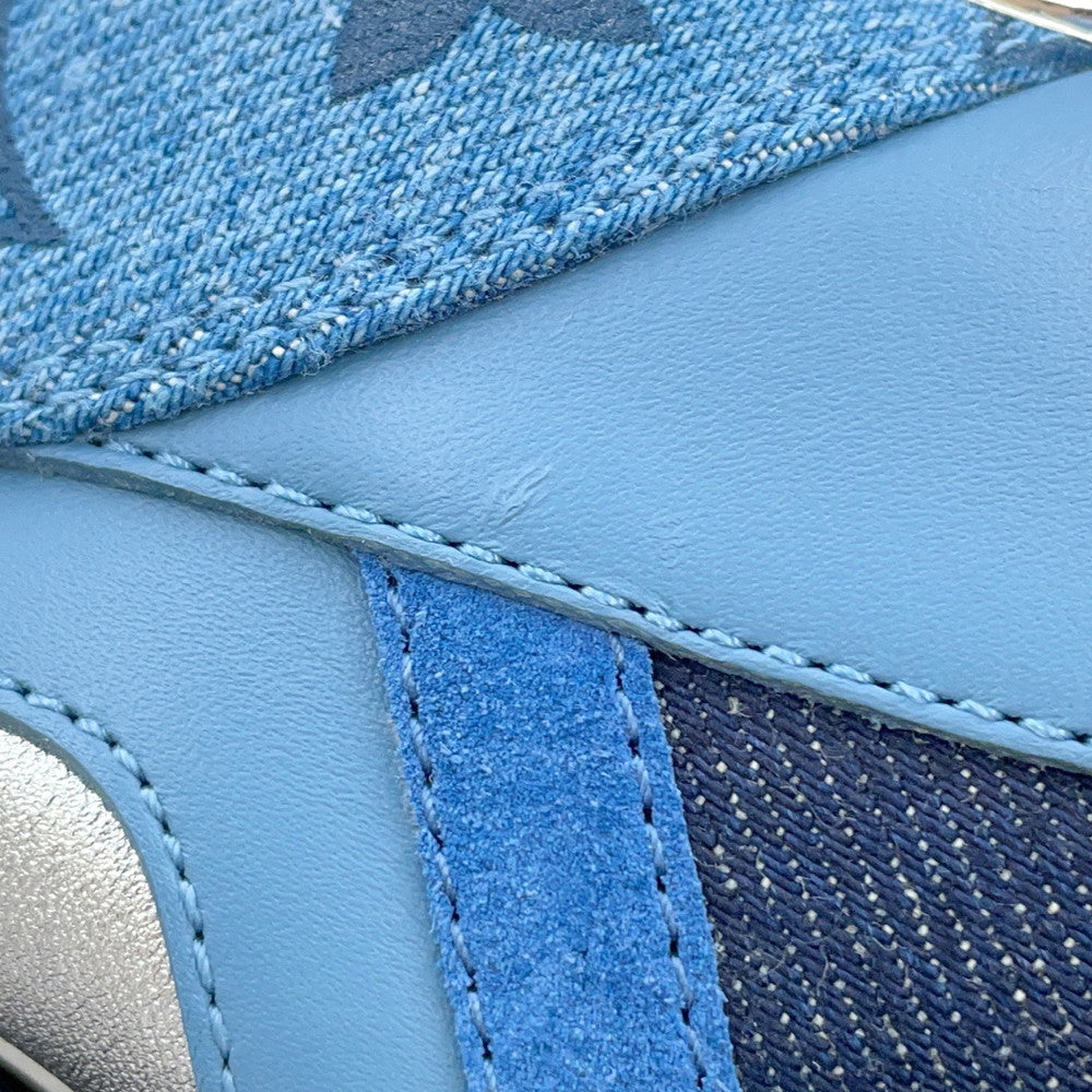 LOUIS VUITTON Run Away Line Sneakers Navy/Blue Denim Suede Size 35