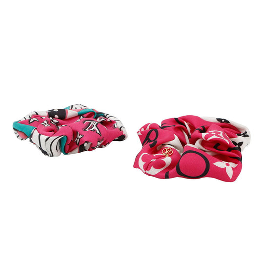 LOUIS VUITTON Scrunchie Set Animogram Zebra PinkM90710 Silk100%