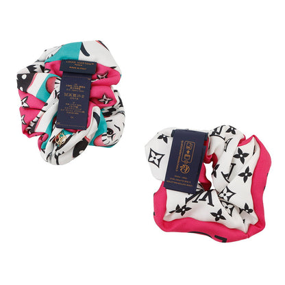 LOUIS VUITTON Scrunchie Set Animogram Zebra PinkM90710 Silk100%