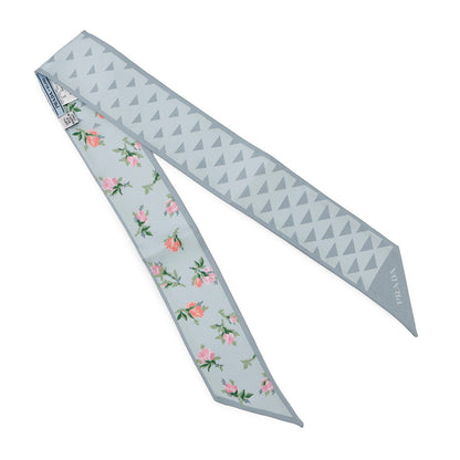 PRADA Printed Silk Twill Skinny Scarf Pearl Grey1FF008 Silk100%