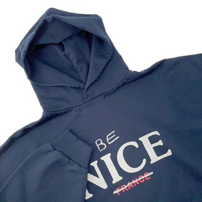 BALENCIAGA Vintage-processed hoodie Size 1 Navy761458 Cotton100%