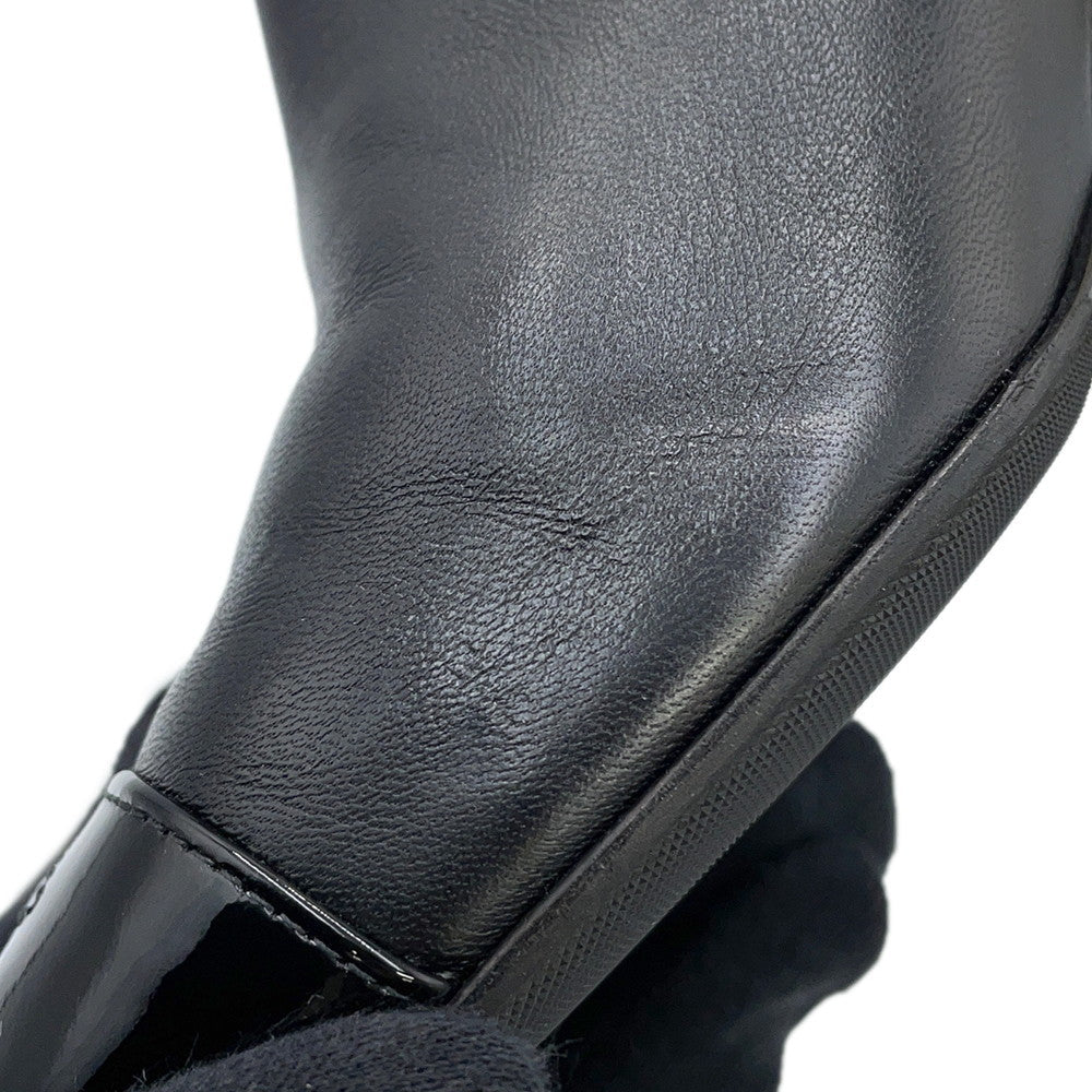 CHANEL CC Logo long boots BlackG38428 Patent Leather Nylon Size 39C