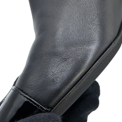 CHANEL CC Logo long boots BlackG38428 Patent Leather Nylon Size 39C