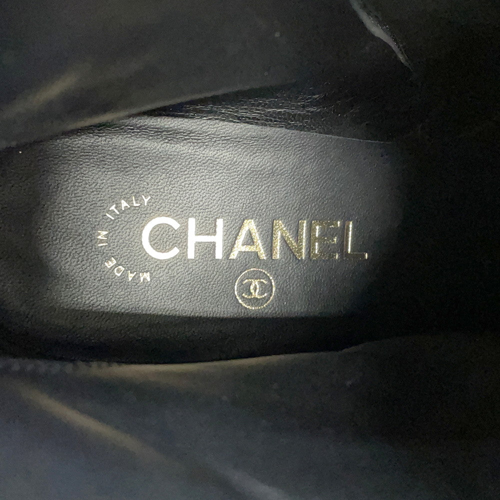 CHANEL CC Logo long boots BlackG38428 Patent Leather Nylon Size 39C