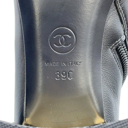 CHANEL CC Logo long boots BlackG38428 Patent Leather Nylon Size 39C