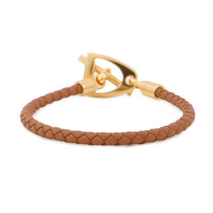 HERMES Etrier Bracelet Size T2 Gold Swift Leather