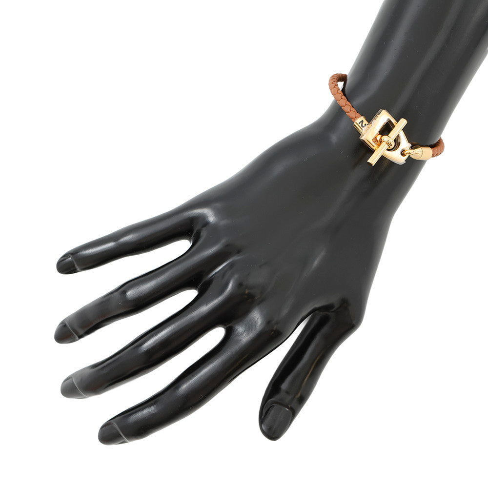 HERMES Etrier Bracelet Size T2 Gold Swift Leather