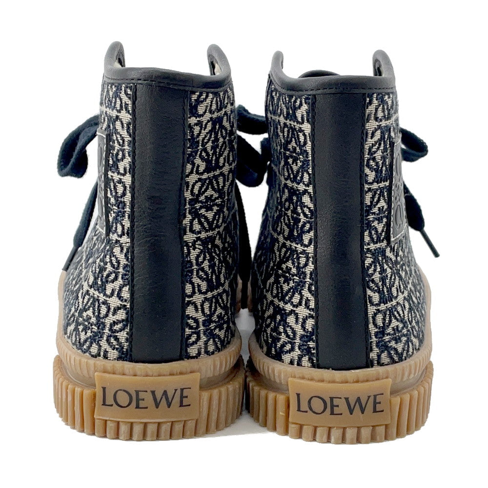 LOEWE Anagram High-Top Sneakers Beige/Navy Canvas Size 36
