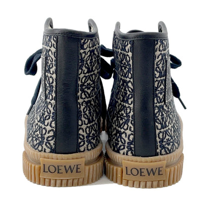 LOEWE Anagram High-Top Sneakers Beige/Navy Canvas Size 36