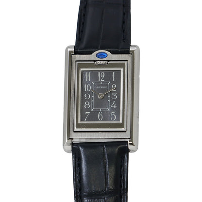 CARTIER Tank bath currant SM W22mm Stainless Steel Leather Gray DialW1016830