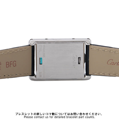 CARTIER Tank bath currant SM W22mm Stainless Steel Leather Gray DialW1016830