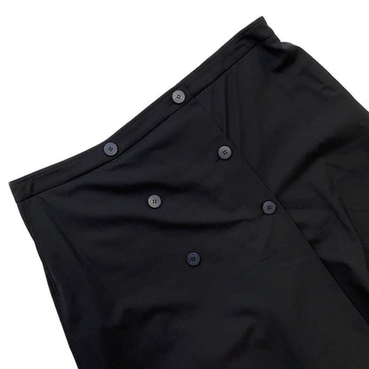 HERMES Double Button Wide Short Pants Size Chronomat 44 Black Wool 100%