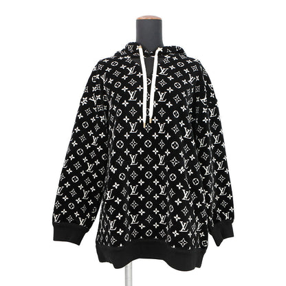 LOUIS VUITTON Monogram Velour Hoodie Size XL Black/WhiteRW231W Cotton100%