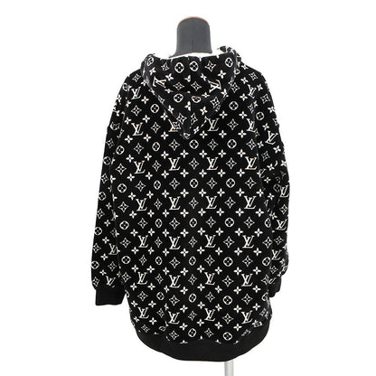 LOUIS VUITTON Monogram Velour Hoodie Size XL Black/WhiteRW231W Cotton100%