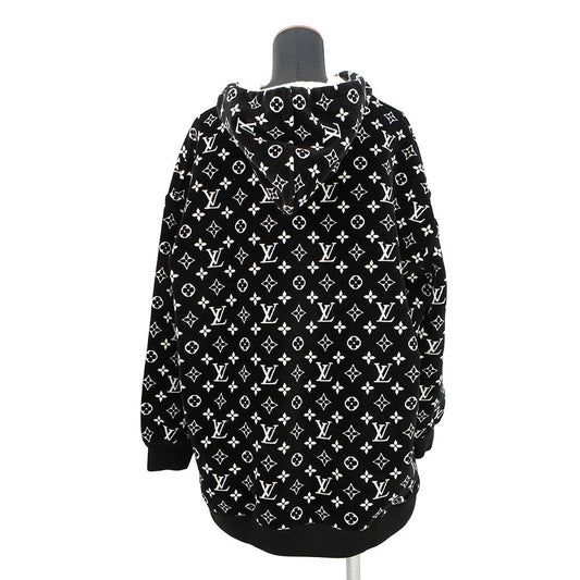 LOUIS VUITTON Monogram Velour Hoodie Size XL Black/WhiteRW231W Cotton100%