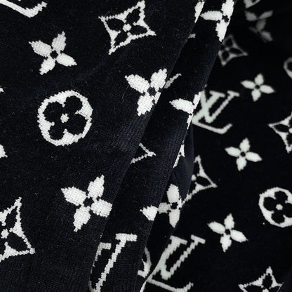 LOUIS VUITTON Monogram Velour Hoodie Size XL Black/WhiteRW231W Cotton100%