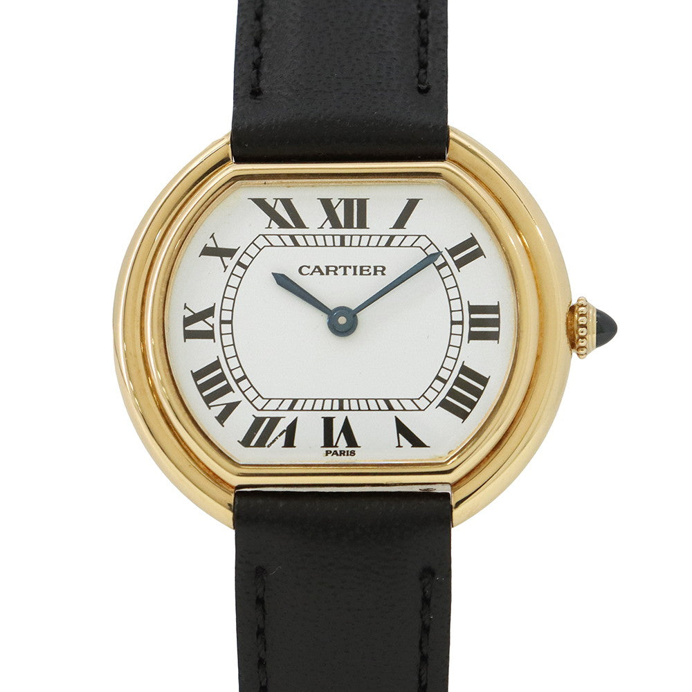 CARTIER Ellipse LM H28mm×W32mm K18YG Leather White Dial81721152