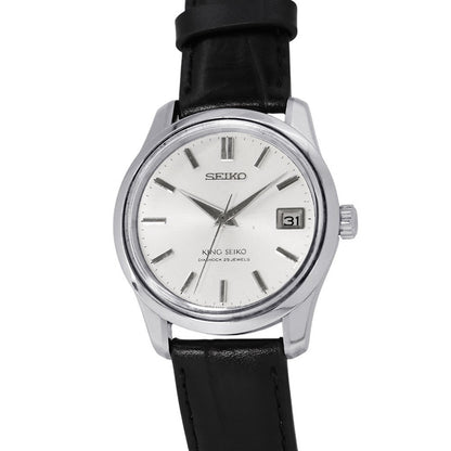 SEIKO King Seiko 44KS Date Medallion W35mm Stainless Steel Gold Plated Leather Silver Dial4402-8000